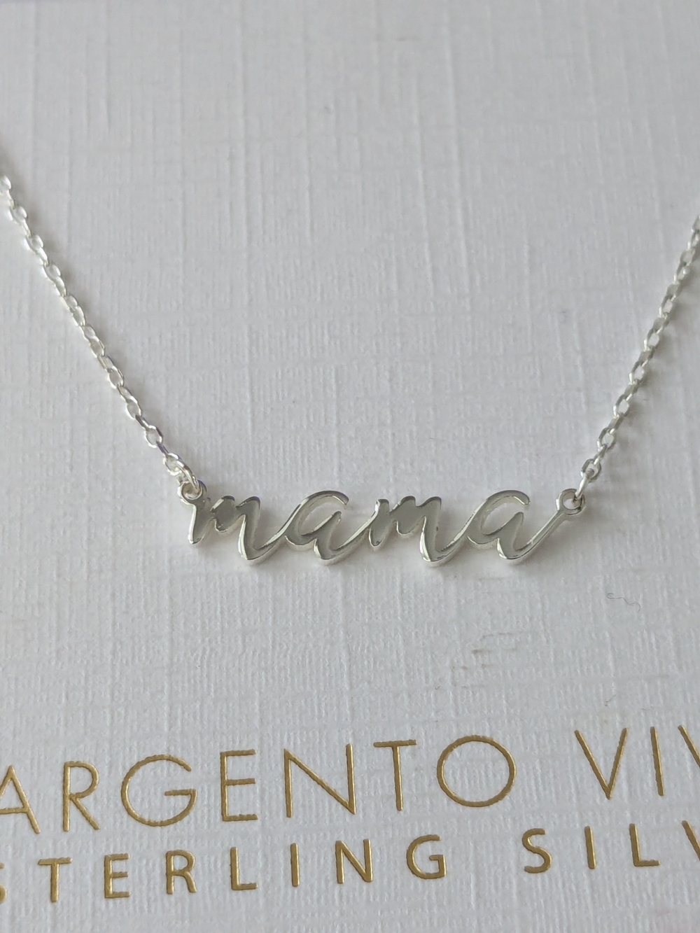 Argento Vivo Silver 'mama' Script Name Necklace - NEW - Picture 2 of 4